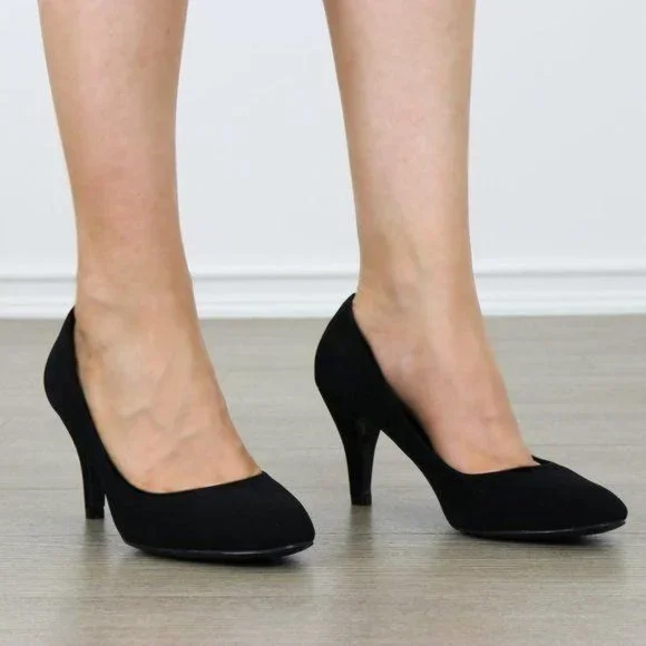 Closed Toe Low Mid Heel Dress Velvet Pump - Picture 13 of 16